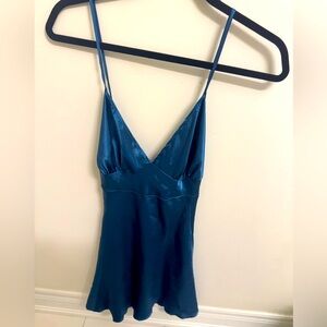 Nightdress Metallic Blue Satin/Silk